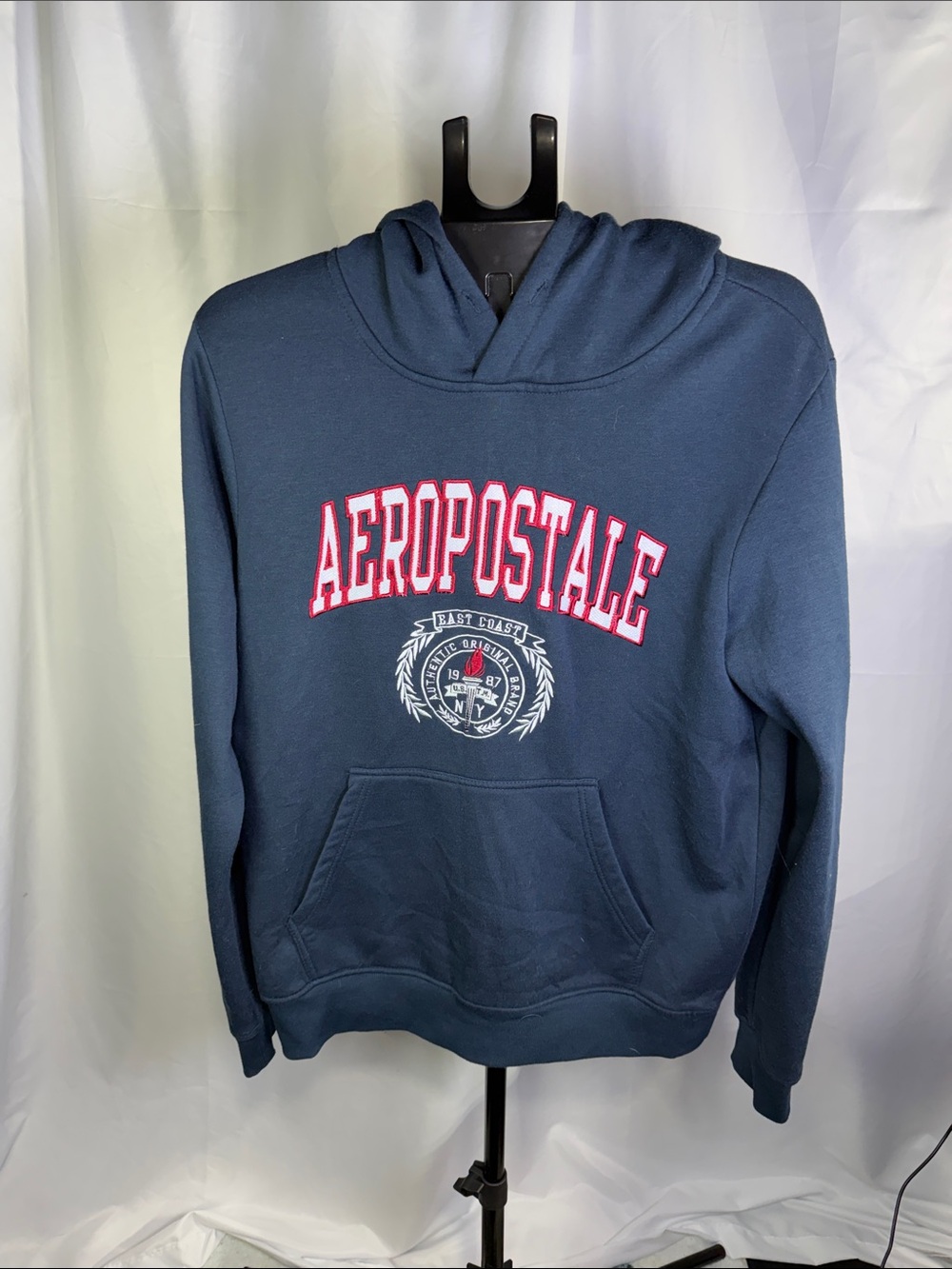 Aeropostale Navy Pullover Hoodie with Red Logo